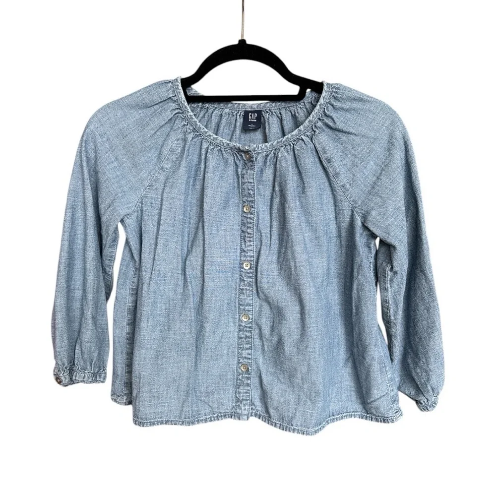 GAP Girls Chambray Peasant Top size Large - Picture 1 of 4